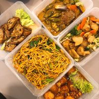 Ngoh Hiang, Mee Goreng, Egg Tofu, Nyonya Fish, Lion Head Mushroom  at Divine Vegetarian Family 添欣素食園 in Northeast Singapore