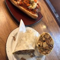 Tofu burrito and vegan meatball sandwich   at Carnelian Coffee in Colorado Springs