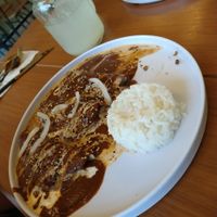 Enchiladas con mole y arroz  at Herbivoro in Cancun