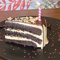 Snickers cake. They made it special for my birthday 😃  at Herbivoro in Cancun