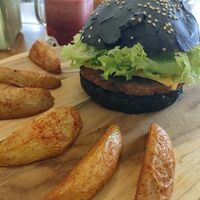 Protein burger at Herbivoro in Cancun