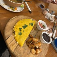 Lentil soup and omelette   at Herbivoro in Cancun