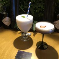 Strawberry margarita and pina colada  at The Botanical Den in Lisbon