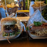 The one on the left was amazing (beyond burger with guacamole 🥑) at The Botanical Den in Lisbon