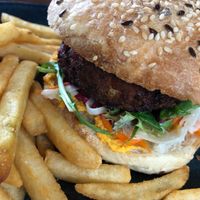 Lentil & Quinoa Burger at Forrest Brewing Company in Forrest