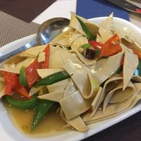 Tofu skin with red and green pepper at All About Noodles in Lisbon