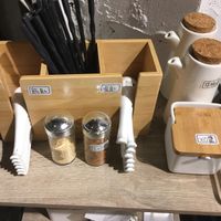Self-service utensils and condiments at XúnCháng 旬嚐純素料理 in Taichung