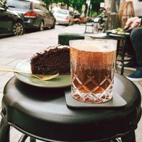 Chocolate cake and a filter tonic at Storm in a Coffee Pot in Munich