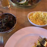 Saag aloo (specially made) and pilau rice   at Himalayan in Belfast