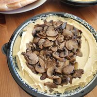 Mushroom hummus at Abu Shaker in Haifa