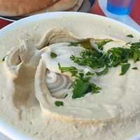 hummus with tahina at Abu Shaker in Haifa