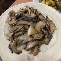Mushroom hummus  at Abu Shaker in Haifa