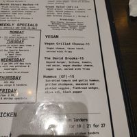 Current vegan menu 5/2024 at North Street Press Club in Farmville