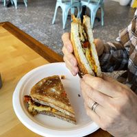 Vegan egg sandwich and Blue Skies smoothiee  at The Green Room in Portsmouth