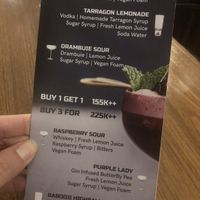 Menu at Babooji in Jakarta