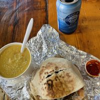 The classic add pickles and lentil soup 😋  at Mamoun's Falafel - Greenwich Village in New York City