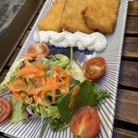 Lemon fish, one of the best fish substitutes we’ve ever tried at La Vegana Taperia in Malaga