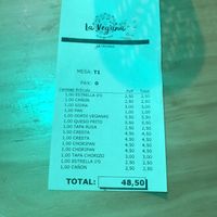 Ticket   at La Vegana Taperia in Malaga