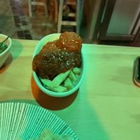 Meatballs in tomato sauce   at La Vegana Taperia in Malaga