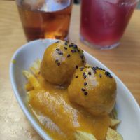 Albondigas with almond sauce at La Vegana Taperia in Malaga