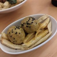 Meatballs in almond sauce tapas at La Vegana Taperia in Malaga