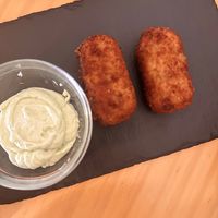 Croquetas con salsa de almendras   at La Vegana Taperia in Malaga