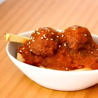Albóndigas con tomate   at La Vegana Taperia in Malaga