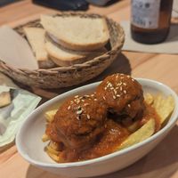 Meatballs in tomato sauce - tapa size at La Vegana Taperia in Malaga