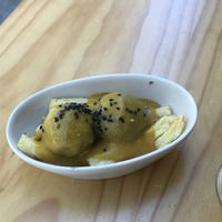 Albóndigas with almond sauce  at La Vegana Taperia in Malaga
