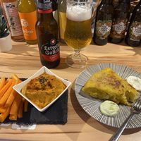 Hummus and tortilla de patata   at La Vegana Taperia in Malaga
