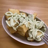 Garlic potatoes   at La Vegana Taperia in Malaga