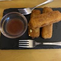 Cheese sticks - overcooked   at La Vegana Taperia in Malaga