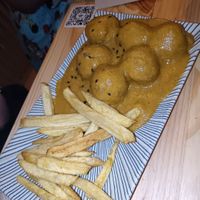 Albóndigas con salsa de almendras at La Vegana Taperia in Malaga