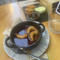 Image doesn’t do the vegan prawns justice but it was all so fresh. Heura nuggets also tasty  at La Vegana Taperia in Malaga