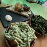 Vegan Alioli on Patata Bravad  at La Vegana Taperia in Malaga