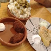 Croquettas, tortas de patata and a dip at La Vegana Taperia in Malaga