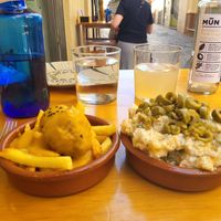 Meatballs and Russian Salad at La Vegana Taperia in Malaga