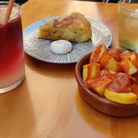 Spanish omelette, pata bravas at La Vegana Taperia in Malaga