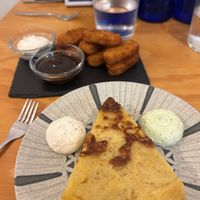 Heura nuggets (wow) and tortilla at La Vegana Taperia in Malaga