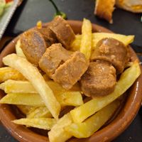 Tapa de xoriço at La Vegana Taperia in Malaga