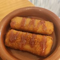 Palitos de queso con mermelada at La Vegana Taperia in Malaga
