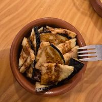 Fried aubergine in cane honey at La Vegana Taperia in Malaga