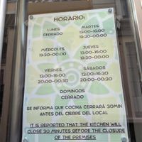 Hours (Feb 2026) at La Vegana Taperia in Malaga