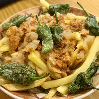 Patatas Gordiveganas (loaded fries)  at La Vegana Taperia in Malaga