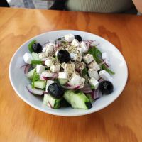 Greek salad at La Vegana Taperia in Malaga