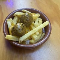 Meatballs with almond sauce   at La Vegana Taperia in Malaga