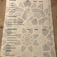 Food menu  at La Vegana Taperia in Malaga