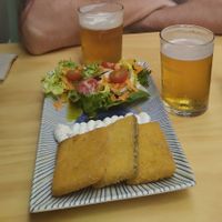 The lemony "fish" at La Vegana Taperia in Malaga