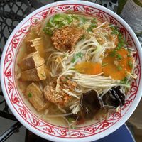 Tofu and vegan meat and all those mushrooms and sprouts.  It’s so amazing!  at Banh Mi Lee in Seoul