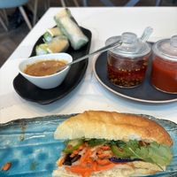 Vegan banh mi and salad rolls  at Banh Mi Tres Bon in Richmond